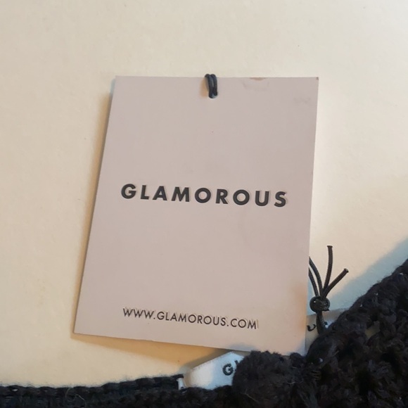 Black Crocheted Short Sleeve Crop Top By Glamorous Size XS - Picture 3 of 8